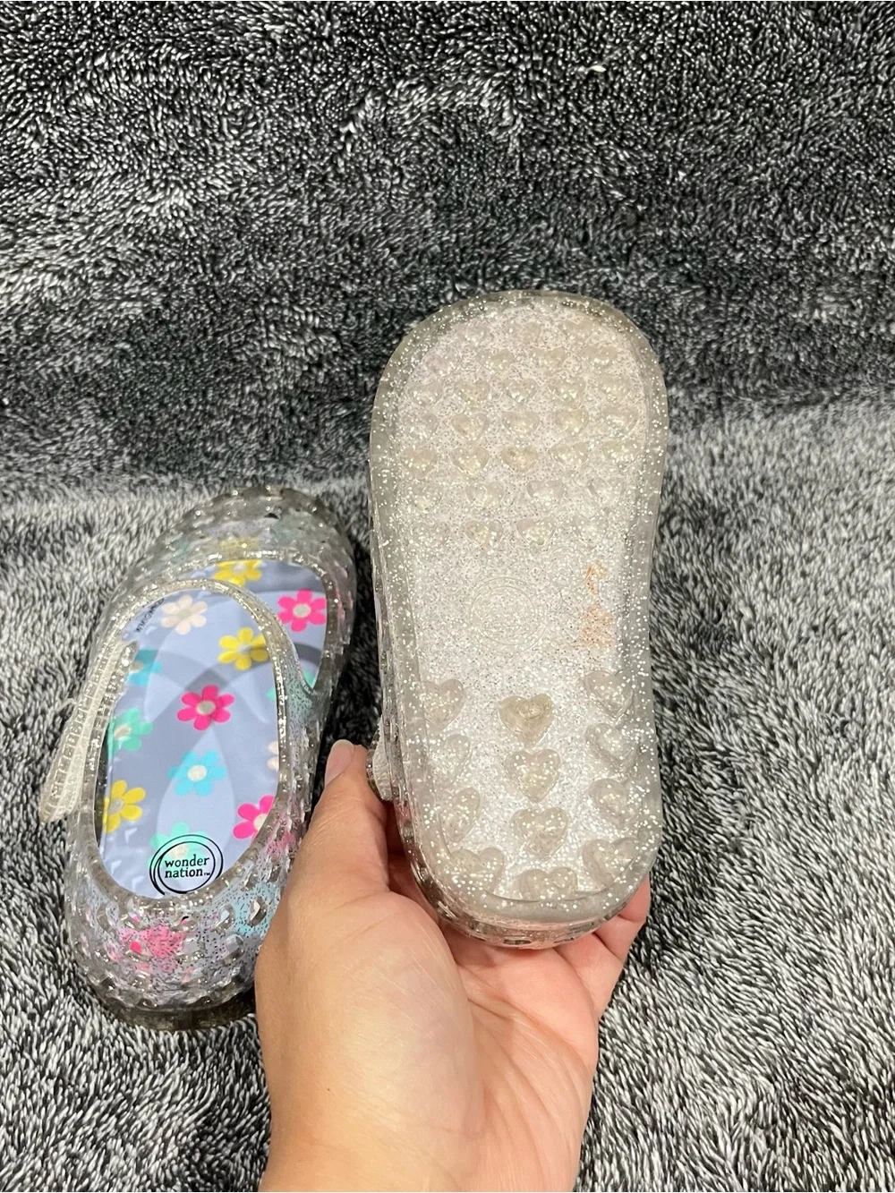 Wonder Nation jelly shoes clear glitter-infused for toddler girls size 6